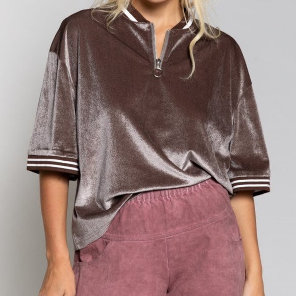 🍑Summer Furry Velveteen Boxy Oversize Polo Shirt NWOT Size Medium C167 - Picture 2 of 8